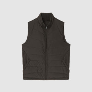 ICICLE | Wool Check Patterned Stand-Collar Down Vest