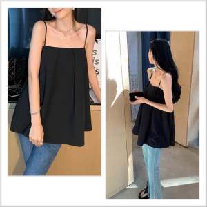 ÁO HAI DÂY CỔ VUÔNG XẾP LY MÀU XANH ĐẬU - HỒNG - TRẮNG - ĐEN