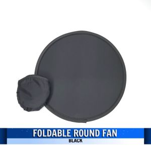 VSPH 100pcs Round Foldable Fan with Pouch Full Black