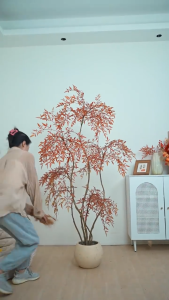 RED NANDINA Artificial Plant Artificial Flower Faux Greenery Potted Plant Home Decoration Indoor Outdoor Decorative Plants for Living Room Bedroom Office Desk Tabletop Garden Café Event Wedding Artificial Decorative Plant Ornament Accessories