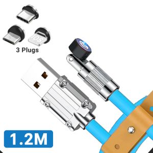 120W Magnetic Charger Cable 180° Rotation 6A Data Fast Charge Cable USB Micro Type C Charge Line for Xiaomi