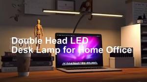 LED Desk Lamp with Clamp Double Head Architect Eye-Caring With 360° Adjustable Gooseneck 3 Lighting Modes For Studying Working