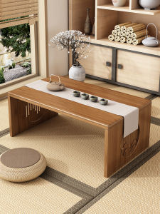 โต๊ะชาพับได้ขนาดเล็กสำหรับห้องนั่งเล่นและห้องนอน โต๊ะคอมพิวเตอร์แบบต่ำ ไม้ไผ่ กึ่งกลาง โต๊ะชาแบบเรียบง่าย โต๊ะเครื่องแป้ง