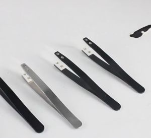 Pinset Keramik Hitam Lurus Bengkok Tahan Panas Stainless Tweezer Ceramic Alat Service HP Reparasi Handphone Laptop