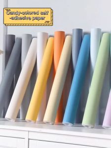 วอลเปเปอร์สีพื้น สติ๊กเกอร์ติดผนัง กาวในตัว ขนาดกว้าง 60/40ยาว 300ซม