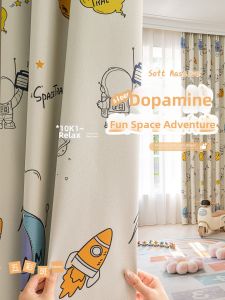 Childrens Room Cartoon Style Full Light Blocking Window Curtains