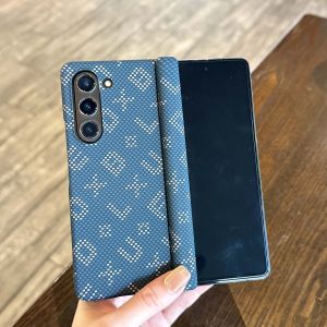 For Samsung Galaxy Z Fold 4 5 6 7 Case Double Hinge Imitation Carbon Fiber Pattern Protection Plastic Hard No Front Cover Funda