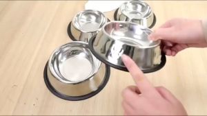 Mangkuk stainless karet Wadah Tempat Makan Kucing Anjing  Pet Bowl Hewan Mangkuk Pet Feeder