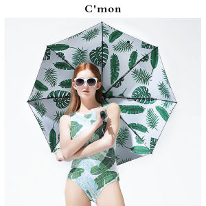 Cmon Banana Leaf Sun Umbrella UV Protection Black Glue Foldable Womens Creative Ins Style Dual Purpose Sunny Rain Umbrella