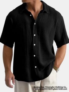 Loose Fit Mens Shirt Summer 2025 Casual Soft Skin-friendly Short Sleeve Button up Long Sleeve Top Breathable Combed Cotton