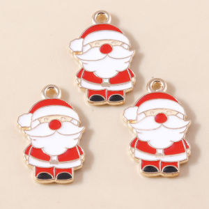 10pcs New Enamel Christmas Charms Beer Bell Snowman Santa Claus Pendant for Diy Necklace Earring Jewelry Making Accessories