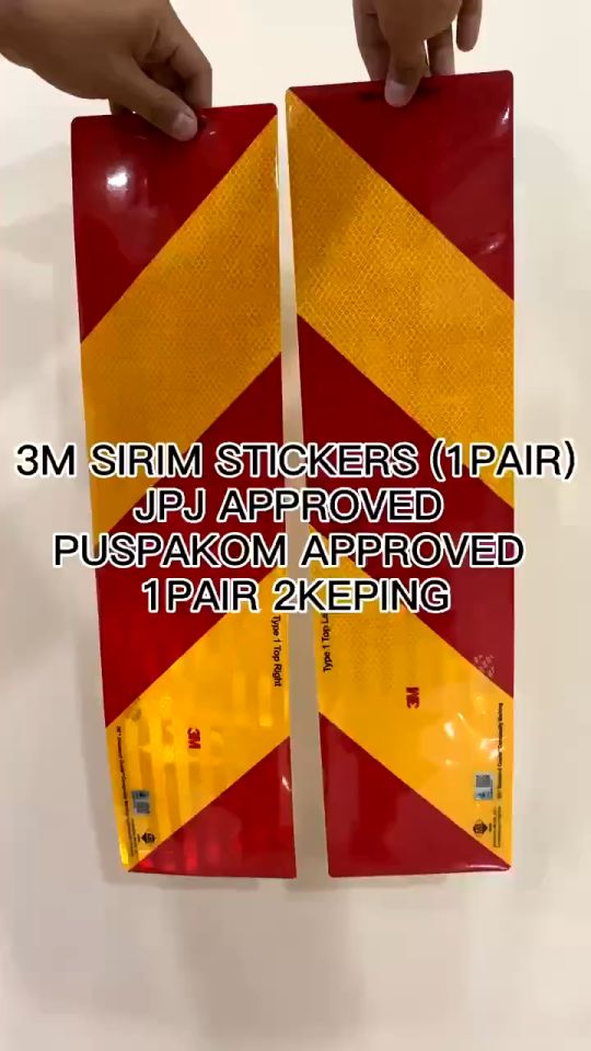 1 Pair 3M Diamond Grade Reflective Sticker With SIRIM / Red Yellow Lorry Sticker / Sticker Lorry / Sticker Puspakom / Reflector