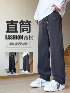 กางเกงลำลองผู้ชายฤดูใบไม้ร่วง/ฤดูหนาว กางเกงขายาวทรงตรงหลวมๆ ทรงสปอร์ต กางเกงขายาวผ้าคอร์ดูรอย กางเกงขายาวทรงสปอร์ต สำหรับผู้ชาย