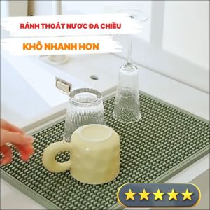 Thảm Silicon Lót Úp Chén Đĩa Cốc Ráo Nước Nhanh Khô Chống Trượt Chịu Nhiệt Độ Cao Màu Sắc Trang Nhã