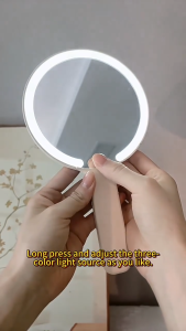 LED Makeup Mirror Fill Light Hand-held Lighted Hand Mirror Multi-Functional Square/Round 3 Color