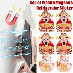 3PCS New Year Shaking Head God Magnetic Refrigerator Sticker Creative Wealth Cat Metal Cabinet Paster Celebrating Spring Festival Home Decor Supplies