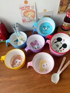 Chén ăn dặm melamine quai cầm tay Frozen Sulley Mike Mickey Minnie Ariel Daisy Donald Stitch cho bé