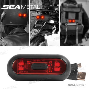 SEAMETAL Motorcycle Helmet Brake Light USB Rechargeable LED Safety Waterproof Warning Tail Lights With 3 Lighting Modes