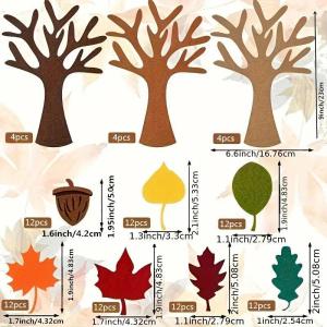 96Pcs DIY Felt Tree Kit for Home Thanksgiving & Christmas Wall Hanging Decorations Handmade Autumn Crafts Kit