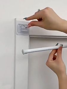 Self Adhesive Curtain Rod Holder Rod Hook Stick Hooks Pole Hook 帘杆挂钩 Penyangkut Langsir Tanpa Paku-SO88