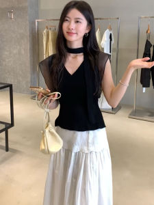 YUFUQING | Áo sơ mi nữ cổ chữ V kiểu Pháp cổ điển thanh lịch không tay thời trang mùa hè mới cao cấp áo vest nữ