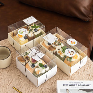 กล่องบรรจุเค้กโรลลิ่งสไตล์เกาหลีที่อุณหภูมิห้องมาการองผ้าขนหนูม้วนสวิสโรลกล่องใสขนมตะวันตกกล่องบรรจุขนมหวาน