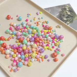 20-200pcs 6/8/10/12/14mm Manik Bulat Akrilik Warna Solid Iridescent untuk DIY Kalung Gelang Anting Pembuatan Perhiasan