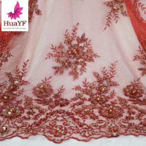 Vải Ren Thêu Nigeria Châu Phi 2023 Chất Lượng Cao Vải Tuyn Ren Pháp Dùng Cho Váy Cưới Thân Thiện Với Môi Trường Tan Trong Nước Rộng 130CM