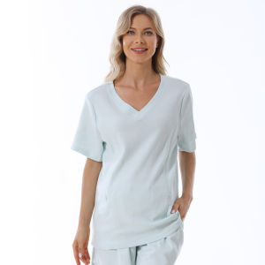 Maternity Nursing Set Waffle Knit V-Neck Short Sleeve Top & Shorts Hidden Side Zipper Breastfeeding Pajamas Loungewear
