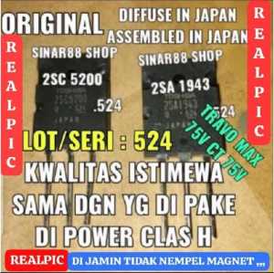 Hrg 1 SET/PASANG ORI 5200 + 1943 TR TRANSISTOR TOSHIBA 2SA1943 2SC5200 1943 5200 FINAL ASLI ORI 2SA 2SC LOT 524 LOT524