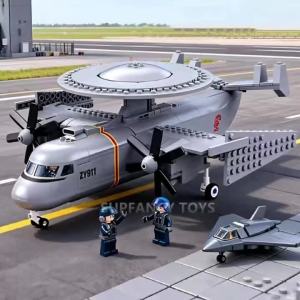 Sluban | 291PCS Military KJ-600S AEW Model Bricks Airborne Early Warning Aircraft Building Blocks Sets Educational Toys for Children