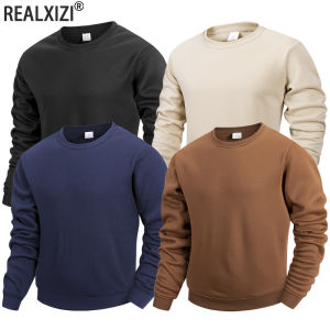 Mens Casual Sweatshirts Spring and Autumn Solid Color Crew Neck Long Sleeve Outdoor Jogging Basic Pullover Daily Streetwear