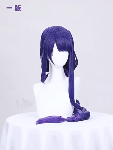 Genshin Impact Raiden Shogun Cosplay Wig 90cm Purple Hair Raiden Ei Beelzebul for Women Role Play