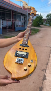 พิณโปร่งไฟฟ้า3คอนแท็คไม้ขนุนอย่างดีแถมฟรีสายสะพายปิคคู่มือสายแจ็ค