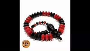 Tasbih Batu Marjan Kombinasi Kelor Hitam Model Pipih Roda ASLI Original