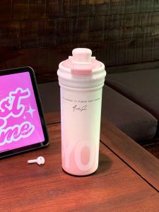 Cốc Đựng Nước Giữ Nhiệt Hình Chữ Nhật Có Ống Hút Di Động Cho Nữ Cốc Đựng Nước Đi Kèm Ngăn Đựng Trà Bằng Thép Không Gỉ Dung Tích 640ml