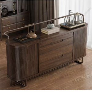 New Chinese Style Hotel Tea Water Cabinet Multi-Function Luxury Solid Wood Dining Room Sideboard with Light Homestay Club Bar Counter