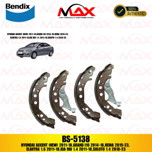 BS 5138 BENDIX BRAKE SHOE HYUNDAI ACCENT (NEW) 2011-18 HYUNDAI GRAND i10 2014-16