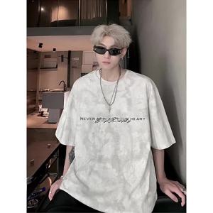 XIBAIYI | Áo Thun Dài Tự Do Phong Cách Casual Cotton Sạch 300 Pounds Tie-Dye