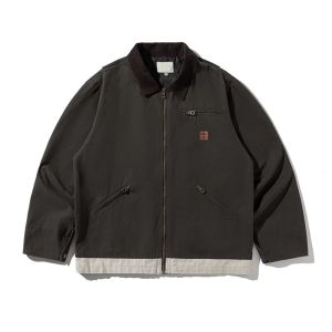 Mint Green American Style Detroit Short Jacket Mens Autumn Harington CleanFit Coat Collar Workwear Top Loose Fit Jeans Cotton