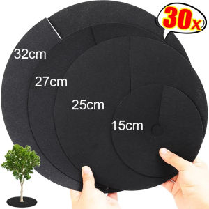 30PCS Breathable Non-Woven Mulch Ring Reusable Tree Control Barrier Mat Garden Lawn Film for Plant Root Protection 15/25/27/32cm