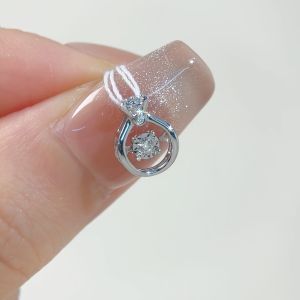 LAZO DIAMOND Trellis BB Ring Dancing DIAMOND Pendant in 9k White Gold