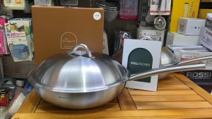Chảo chống dính Edelkochen Easy Prism Cream Inox 304 thân đúc đáy liền sâu lòng size 28cm chuẩn Hàn Quốc