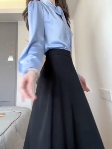 Chân váy dài 75cm dáng suông chữ A chắp 8 mảnh cạp cao che bụng tốt tôn dáng có túi 2 bên có bigsize CV02A