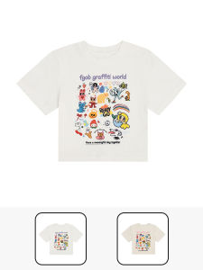 Sweet Style Short Sleeve Slim Fit T-Shirt Womens Cartoon Anime Cute Girl Tight Top Cotton Fabric round Neck Summer Shirt