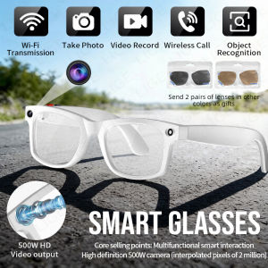 LIGE | LIGE 1080P Smart Glasses 500W HD Camera AI Recognition WiFi Bluetooth Dual Mic Noise Cancel for Cycling Sports Outdoor Men Women