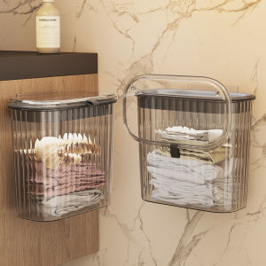 Bathroom Wall-mounted Clothing Storage Basket with Lid