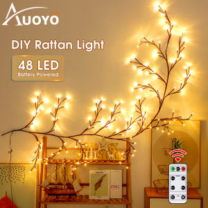 Auoyo ห้องจัดปาร์ตี้ตกแต่งไฟประดับ48/144LEDตกแต่งไฟ LED วันหยุดนางฟ้าวิลโลว์กิ่งไม้ไฟสายประดับ DIY สาขาไฟประดับหวายสำหรับงานแต่งงานคริสต์มาสวันเกิดบ้านตกแต่ง