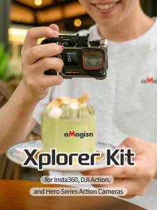 Bộ Tay Cầm Tháo Nhanh Tiện Dụng aMagisn Xplorer Với Nút Chụp Ảnh Dành Cho Insta360 Ace Series DJI Action Series GoPro - Phụ Kiện Máy Ảnh