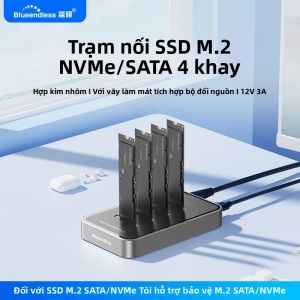 Cổng Kết Nối SSD Blueendless 4 Khe M.2 NVMe/SATA USB3.1 Type C 10Gbps Vỏ Nhôm Hỗ Trợ Giao Thức Kép Cho Ngff & M2 NVME